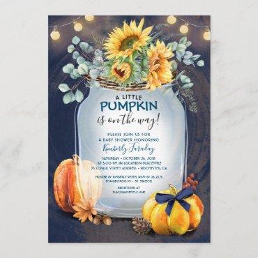 Baby Shower Fall Pumpkin Rustic Mason Jar Invitation