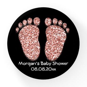 Baby Shower Feet Foot Glitter Rose Black Girl Boy Paperweight