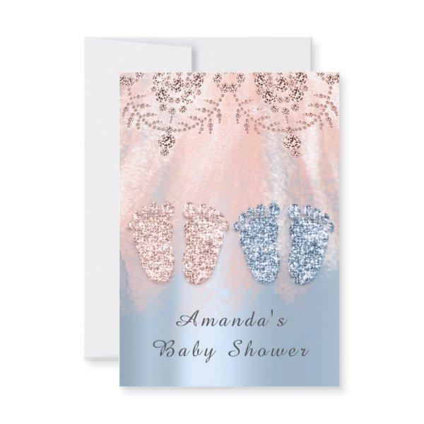 Baby Shower Feet Silver Girl Boy Royal Twins