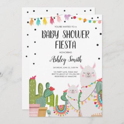 Baby Shower Fiesta Cactus Llama Confetti Mexican Invitation