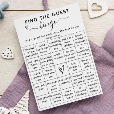 Baby Shower Game Find The Guest Bingo Card