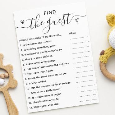 Baby Shower Game Find The Guest Minimalist Card