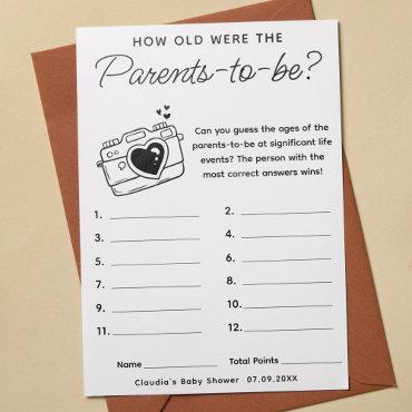 Baby Shower Game How Old Were Parents-To-Be Card