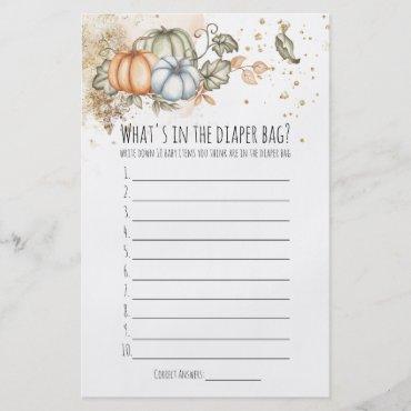 Baby Shower Game What's in Diaper Bag Card Flyer