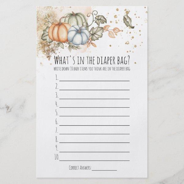 Baby Shower Game What's in Diaper Bag Card Flyer
