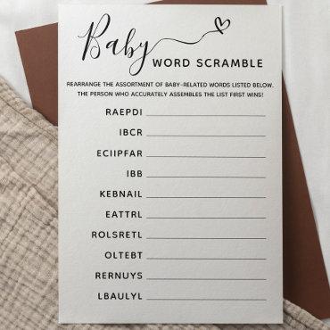 Baby Shower Game Word Scramble with Answer Key