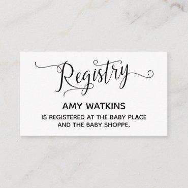 Baby Shower Gift Registry Cards w/ Elegant Script