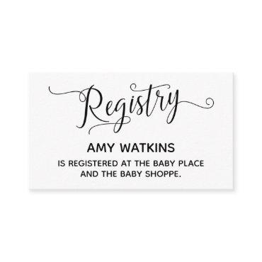 Baby Shower Gift Registry Cards w/ Elegant Script