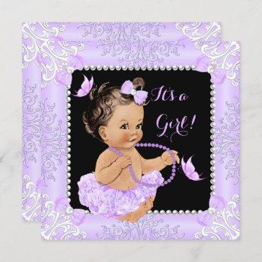 Baby Shower Girl Lavender Butterfly Tutu Brunette
