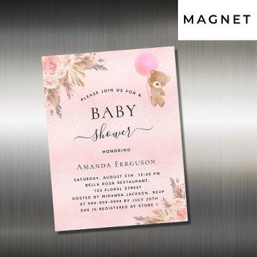 Baby shower girl pampas teddy  magnet
