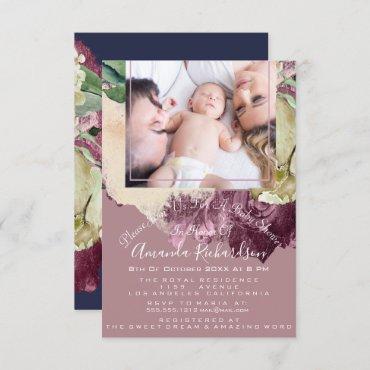 Baby Shower Girl  Photo Blush Roses Floral