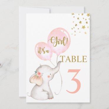 Baby Shower Girl Pink Elephant Table sign