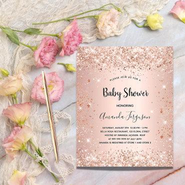 Baby Shower glitter rose blush budget  Flyer
