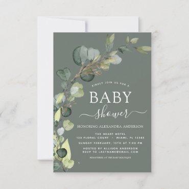 Baby Shower Greenery Eucalyptus Succulent Elegant  Invitation
