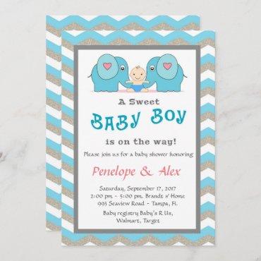 Baby Shower honoring Boy, blue, white, color