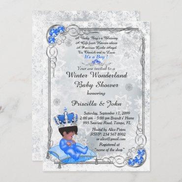 Baby Shower honoring BOY,Prince Boy,Silver & Blue. Invitation