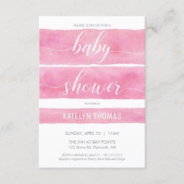 Baby Shower Invitation, Girl, Watercolor, Custom Invitation