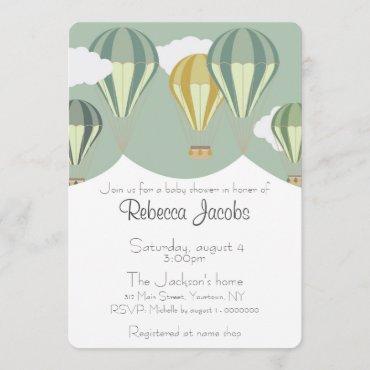 Baby Shower Invitation with hot air balloons