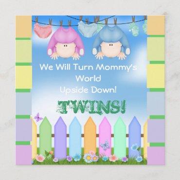 BABY SHOWER Invitations boy and girl TWINS!