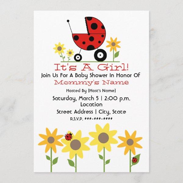 Baby Shower Invite - Ladybugs and Wildflowers