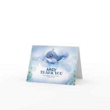 Baby Shower Little Whale Blue Watercolor Thank You Card