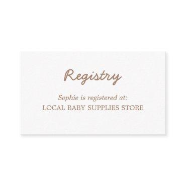 Baby Shower Minimal Gentle Brown Registry Enclosure Card