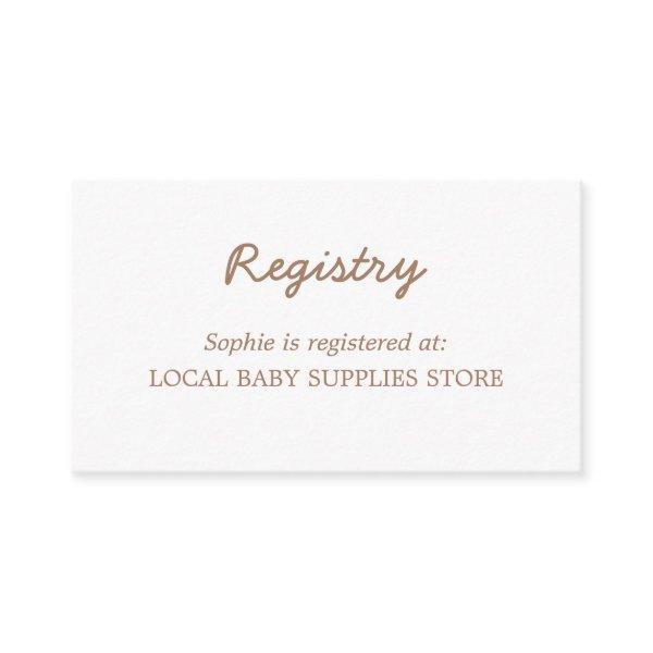 Baby Shower Minimal Gentle Brown Registry Enclosure Card