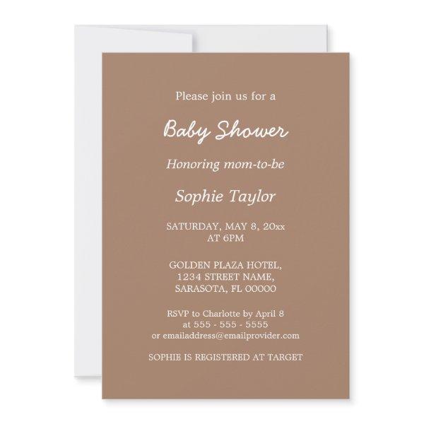 Baby Shower Minimalist Gentle Brown