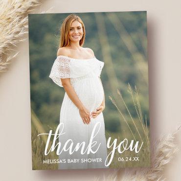 Baby Shower Modern Script Thank You Photo Postcard