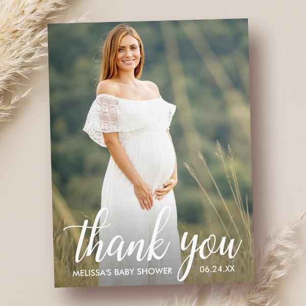 Baby Shower Modern Script Thank You Photo Postcard