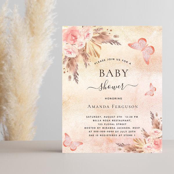 Baby shower pampas butterfly budget