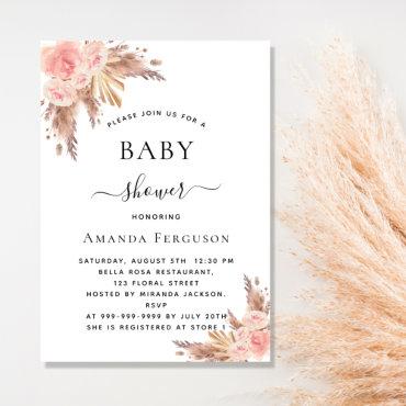 Baby shower pampas grass rose gold blush floral