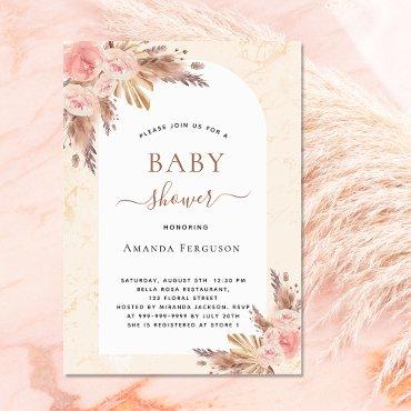 Baby shower pampas grass rose gold blush pink boho