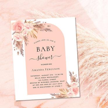 Baby shower pampas rose gold budget  flyer