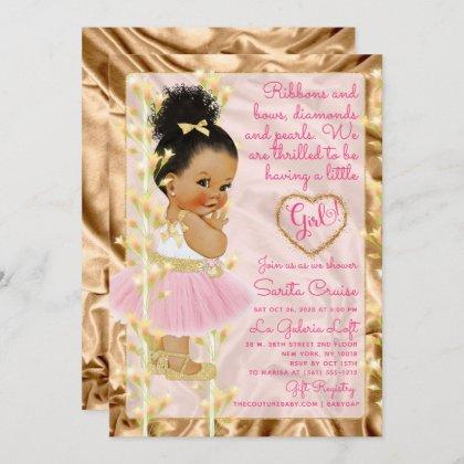 Baby Shower Pink & Gold Invitation