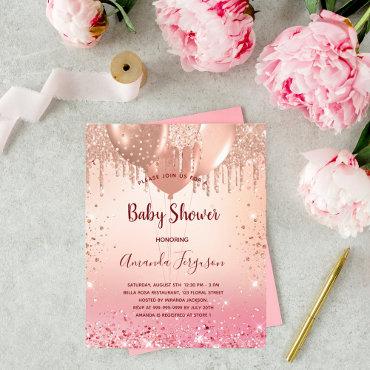 Baby Shower pink rose glitter budget  Flyer