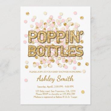 Baby Shower Poppin Bottles Confetti Pink Gold
