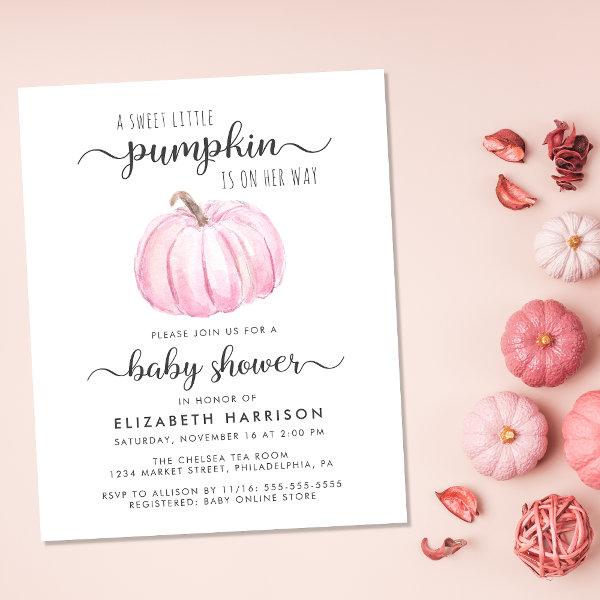 Baby Shower Pumpkin Pink Watercolor