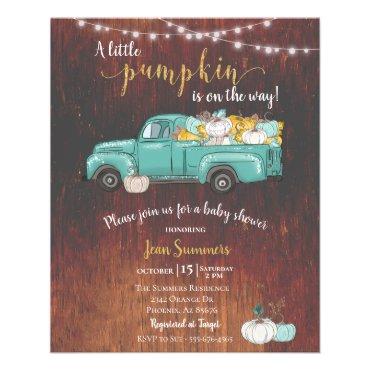 Baby Shower Pumpkin Truck Rustic Barn Wood Autumn  Flyer