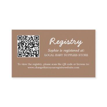 Baby Shower Registry QR Code Gentle Brown Enclosure Card