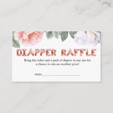 Baby Shower Rose Gold Balloon Floral Diaper Raffle Enclosure Card
