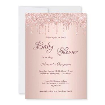 Baby Shower rose gold blush glitter drip