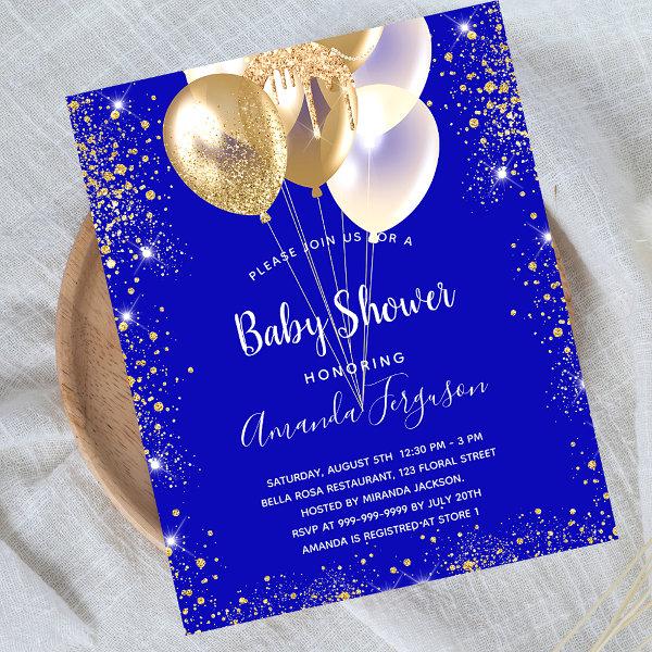 Baby shower royal blue gold budget  flyer
