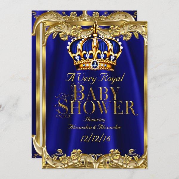 Baby Shower Royal Blue Navy Gold Crown