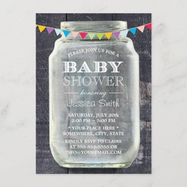 Baby Shower Rustic Barn Wood Mason Jar