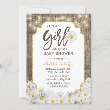 Baby Shower Rustic Daisy Flowers Country Girl Invitation