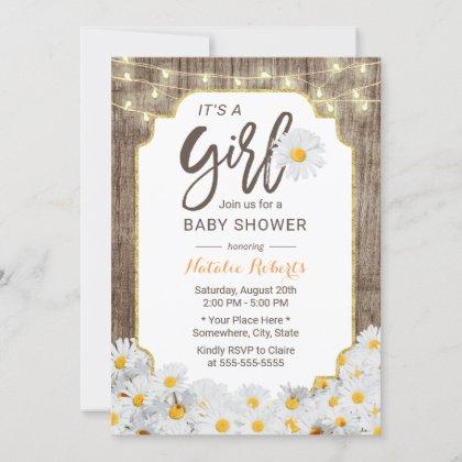 Baby Shower Rustic Daisy Flowers Country Girl
