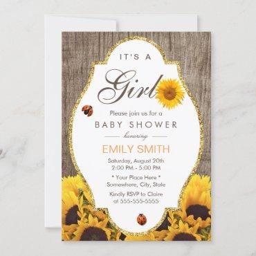 Baby Shower Rustic Sunflower Ladybug Country Girl