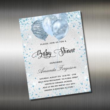 Baby shower silver blue balloons  magnet