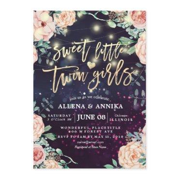 Baby Shower Sweet Little Twin Girls Flowers Lights